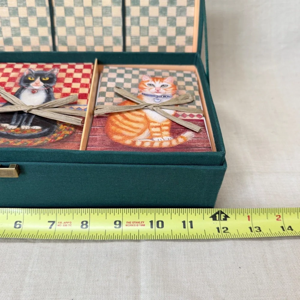 Vintage Cat Stationery Box Letter Writing Set Desk Organizer Correspondence Box